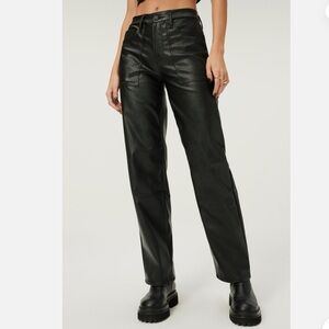 Good American Better Than Leather Black Faux Leather Utility Pants Size 10
